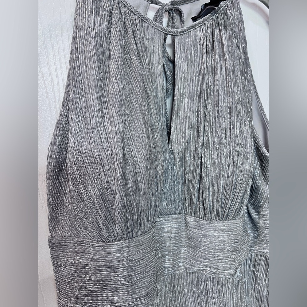 R&M Richards Dress with Lining Halter A-Line Metallic Color Silver Size 12 NWT - Picture 9 of 9
